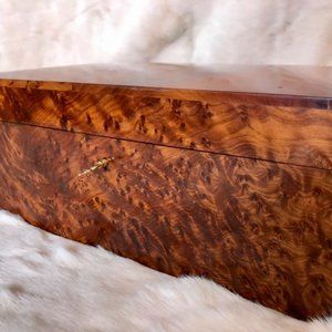 thuya burl wooden jewellery Box holder with key,Christmas Couple